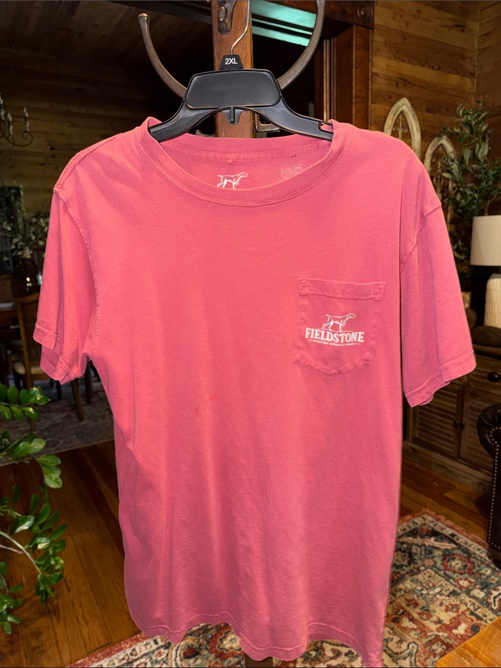 Fieldstone Men's Short-Sleeve Pocket Tee in Coral Pink